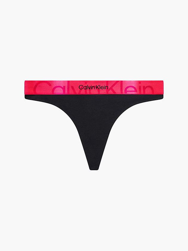 Calvin Klein USA Embossed Icon Womens Thong Black 1487026-NB